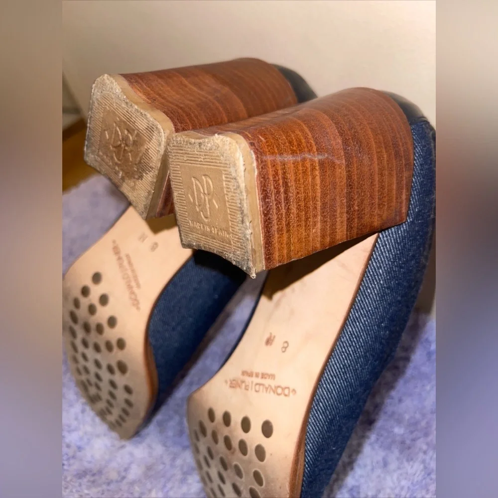 Donald J Pliner Womens Denim Pumps Blue Stretch Square Toe Block Heel Slip On 8N - Picture 11 of 11